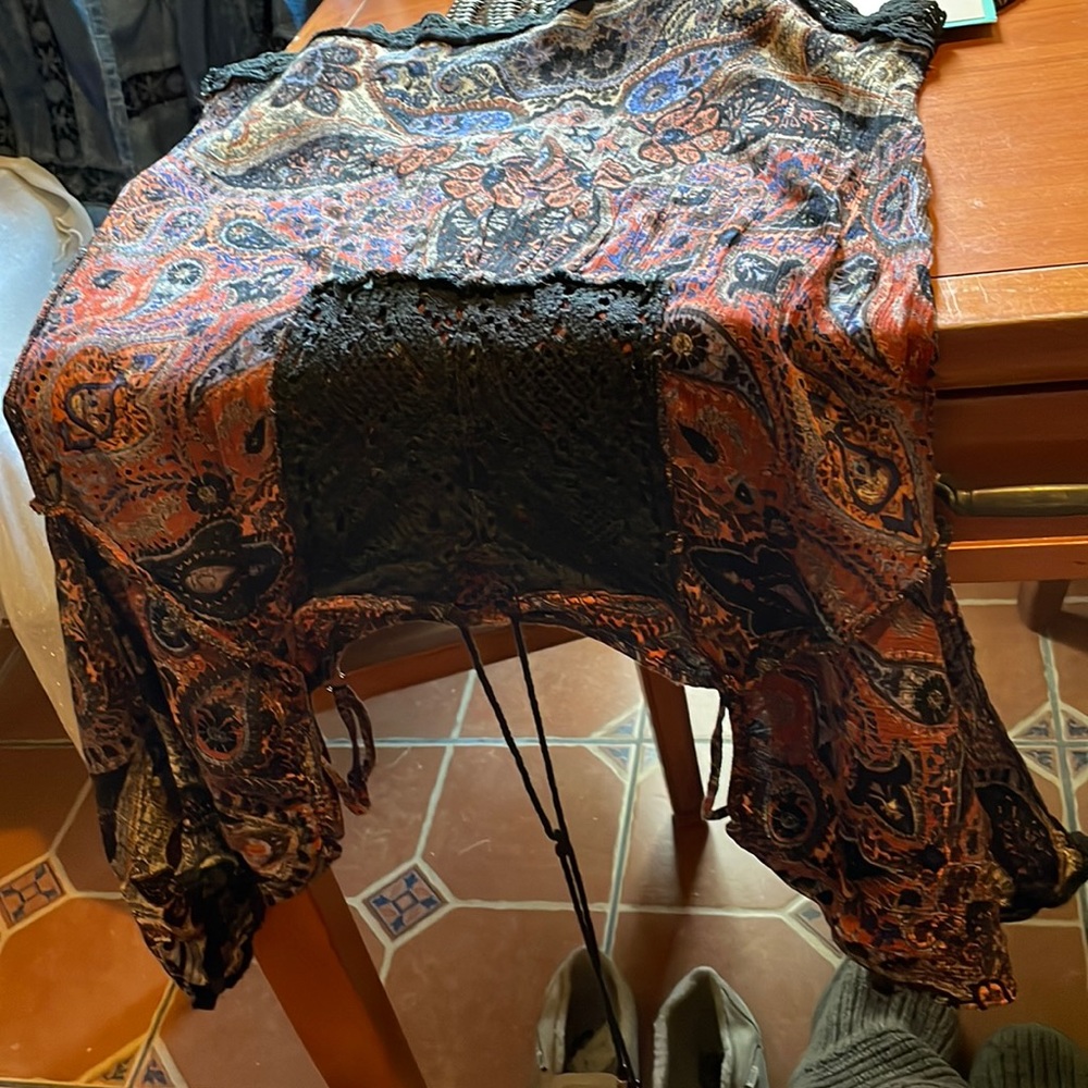 Free people cotton top multi color lace type in front